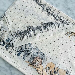 Vintage Lady Pepperell Safari Cheetah Zebra Lion 80's Full Flat Sheet 81 x 96"